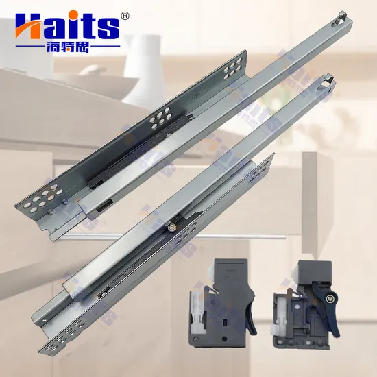 Kitchen Cabinet Hardware Partial Extension Push Open Undermout Slides with Plastic Buckles 