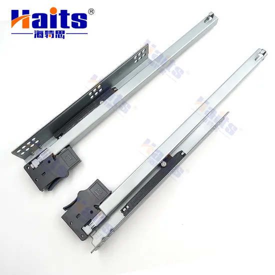 Cabinet Drawer Hardware Partial Extension Push Open Undermout Slides with Plastic Buckles 